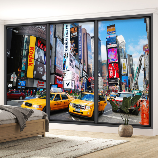 Optical Illusion Panoramic Bay Window Wall Mural / Wallpaper - New York