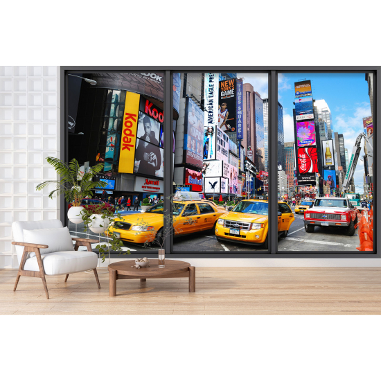 Optical Illusion Panoramic Bay Window Wall Mural / Wallpaper - New York