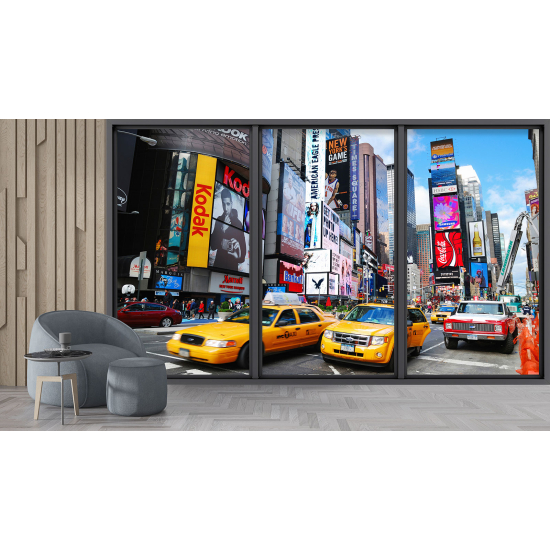 Optical Illusion Panoramic Bay Window Wall Mural / Wallpaper - New York