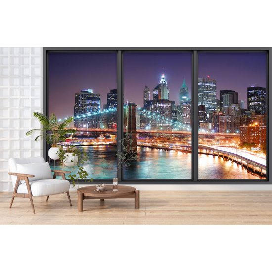 Optical Illusion Panoramic Bay Window Wall Mural / Wallpaper - New York