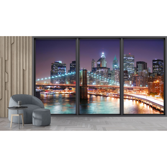 Optical Illusion Panoramic Bay Window Wall Mural / Wallpaper - New York