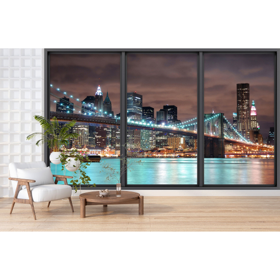 Optical Illusion Panoramic Bay Window Wall Mural / Wallpaper - New York