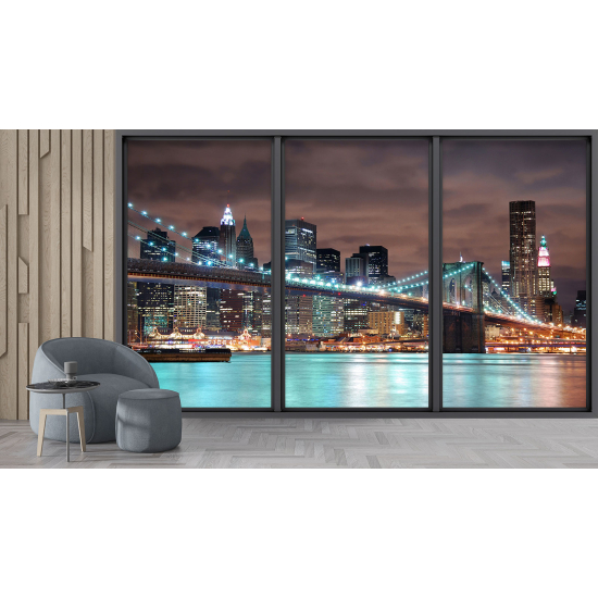 Optical Illusion Panoramic Bay Window Wall Mural / Wallpaper - New York