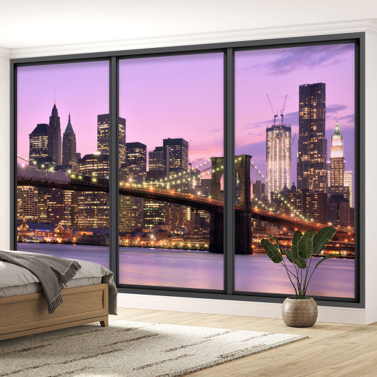 Optical Illusion Panoramic Bay Window Wall Mural / Wallpaper - New York