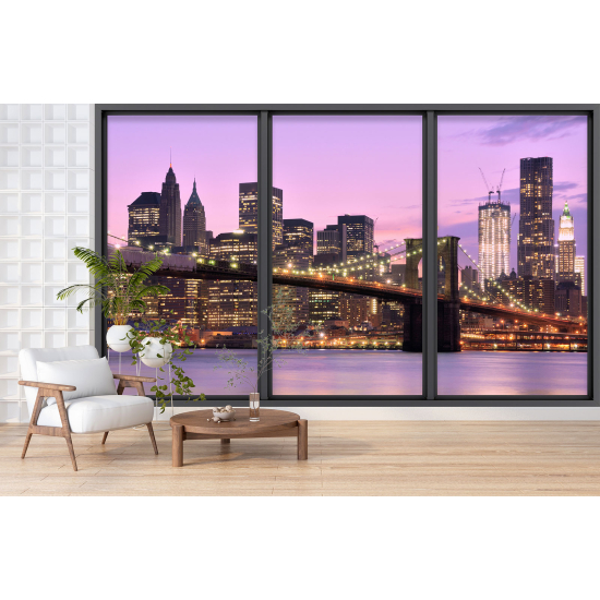 Optical Illusion Panoramic Bay Window Wall Mural / Wallpaper - New York