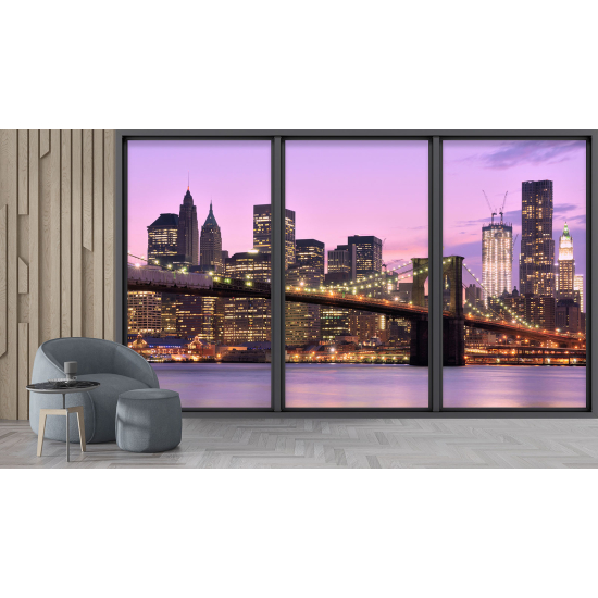 Optical Illusion Panoramic Bay Window Wall Mural / Wallpaper - New York