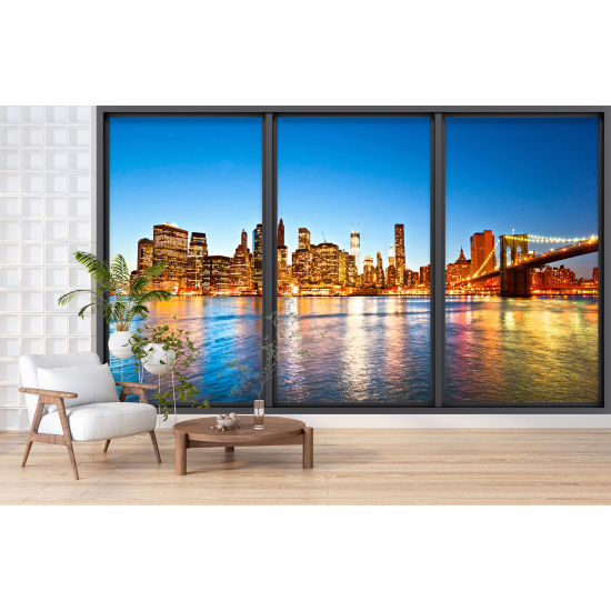 Optical Illusion Panoramic Bay Window Wall Mural / Wallpaper - New York