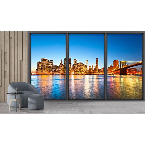 Optical Illusion Panoramic Bay Window Wall Mural / Wallpaper - New York