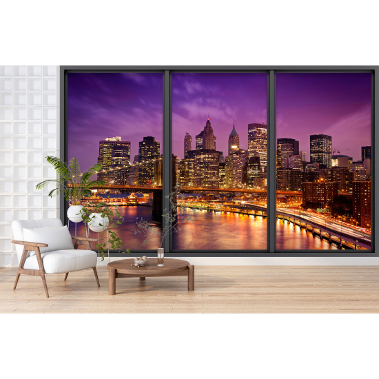 Optical Illusion Panoramic Bay Window Wall Mural / Wallpaper - New York