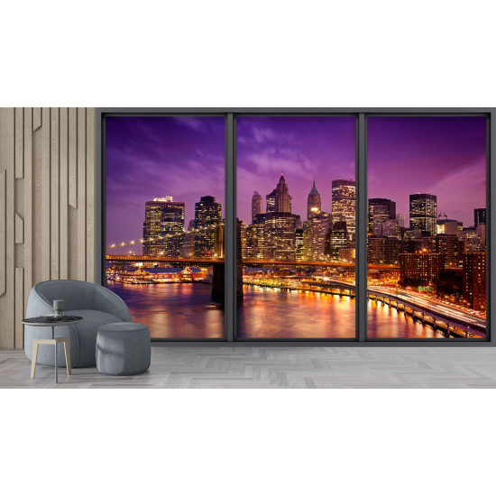 Optical Illusion Panoramic Bay Window Wall Mural / Wallpaper - New York