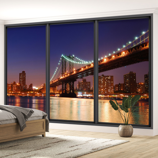 Optical Illusion Panoramic Bay Window Wall Mural / Wallpaper - New York