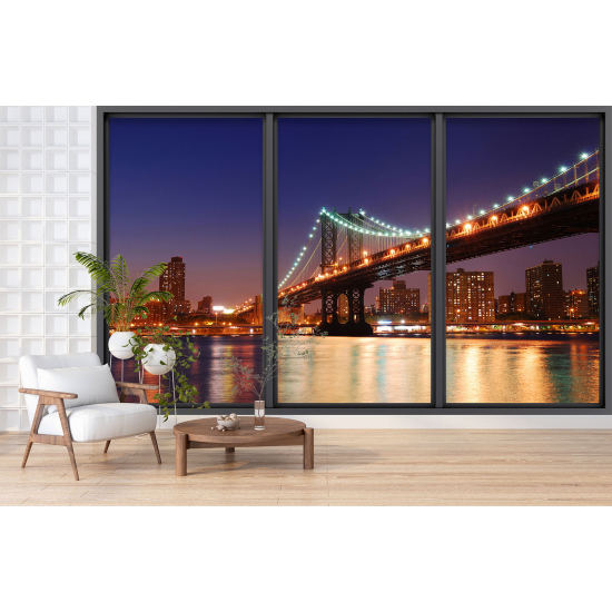 Optical Illusion Panoramic Bay Window Wall Mural / Wallpaper - New York