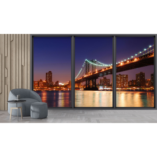 Optical Illusion Panoramic Bay Window Wall Mural / Wallpaper - New York