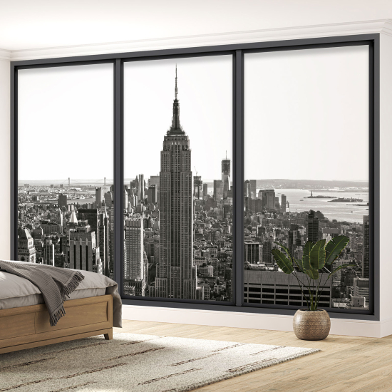 Optical Illusion Panoramic Bay Window Wall Mural / Wallpaper - New York