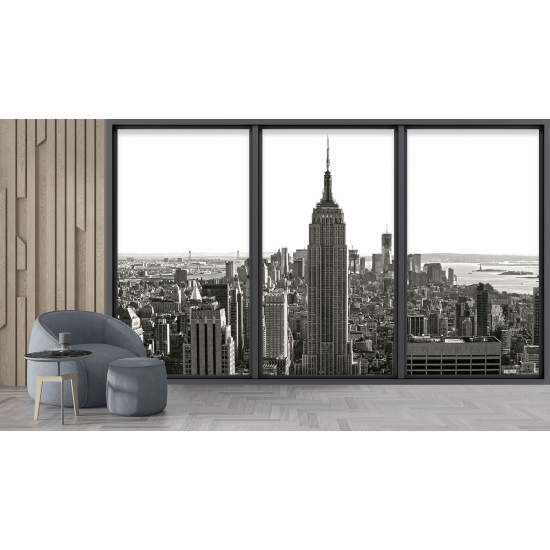 Optical Illusion Panoramic Bay Window Wall Mural / Wallpaper - New York