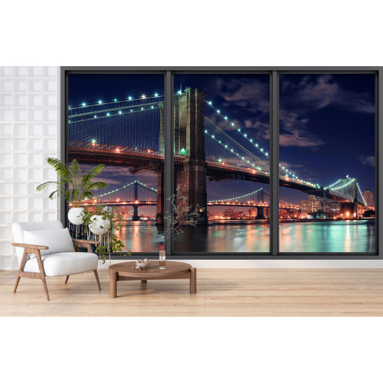 Optical Illusion Panoramic Bay Window Wall Mural / Wallpaper - New York