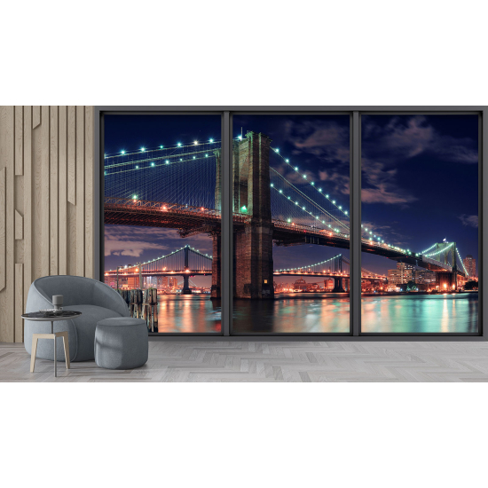 Optical Illusion Panoramic Bay Window Wall Mural / Wallpaper - New York