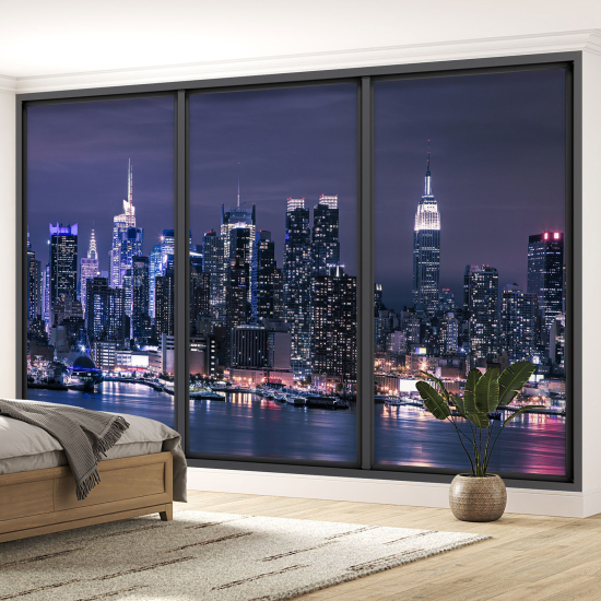 Optical Illusion Panoramic Bay Window Wall Mural / Wallpaper - New York