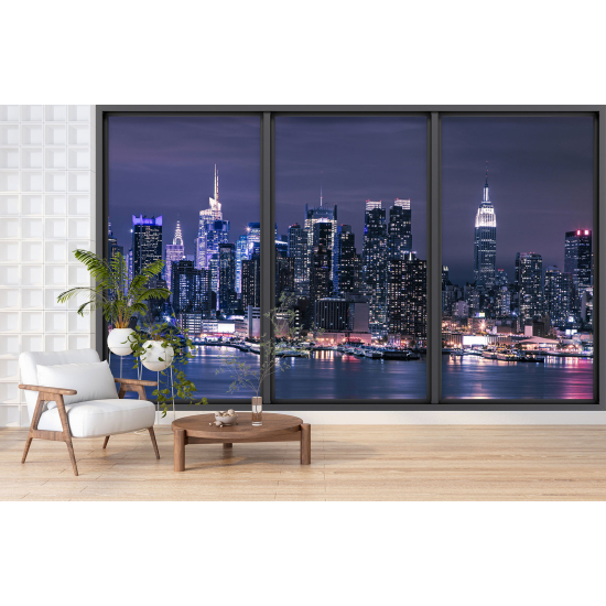 Optical Illusion Panoramic Bay Window Wall Mural / Wallpaper - New York