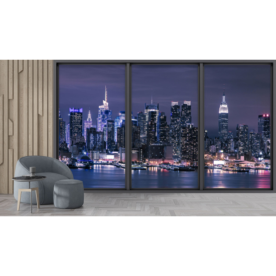 Optical Illusion Panoramic Bay Window Wall Mural / Wallpaper - New York