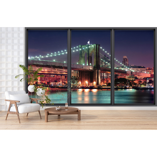 Optical Illusion Panoramic Bay Window Wall Mural / Wallpaper - New York