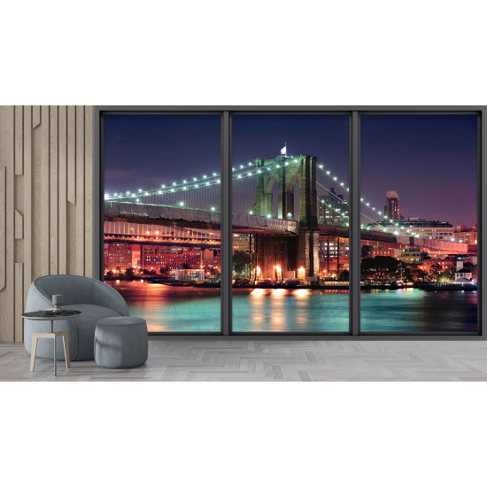 Optical Illusion Panoramic Bay Window Wall Mural / Wallpaper - New York