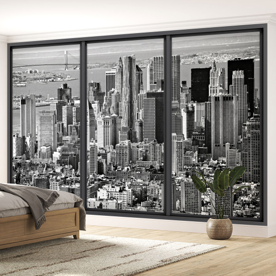 Optical Illusion Panoramic Bay Window Wall Mural / Wallpaper - New York