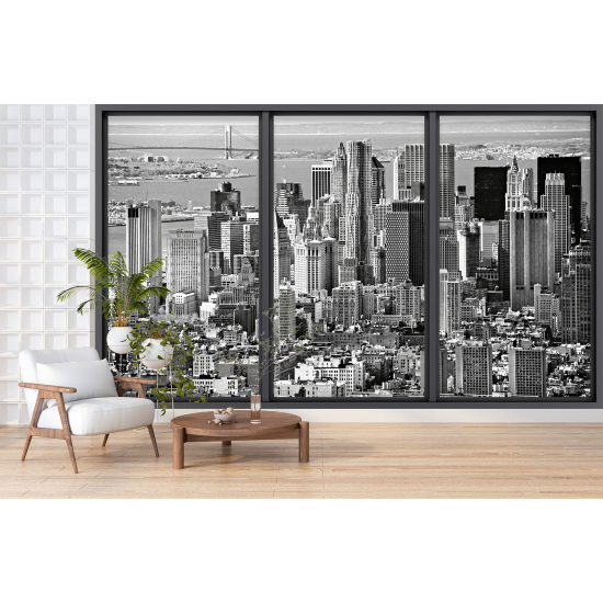 Optical Illusion Panoramic Bay Window Wall Mural / Wallpaper - New York