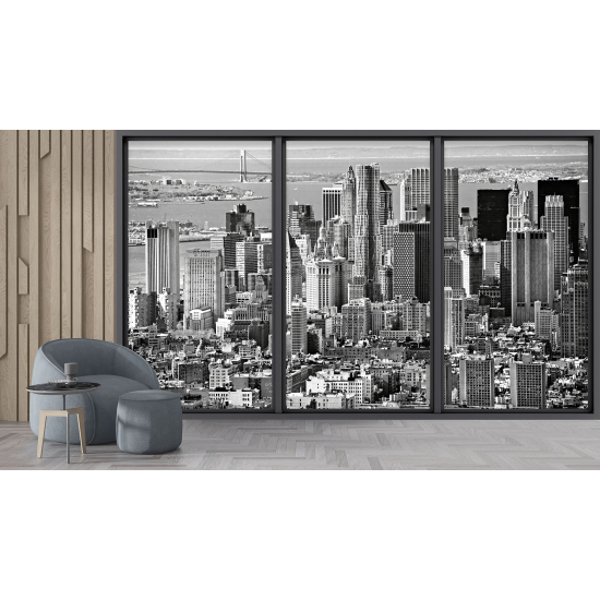 Optical Illusion Panoramic Bay Window Wall Mural / Wallpaper - New York