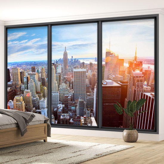 Optical Illusion Panoramic Bay Window Wall Mural / Wallpaper - New York