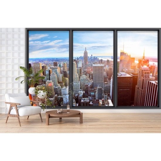 Optical Illusion Panoramic Bay Window Wall Mural / Wallpaper - New York