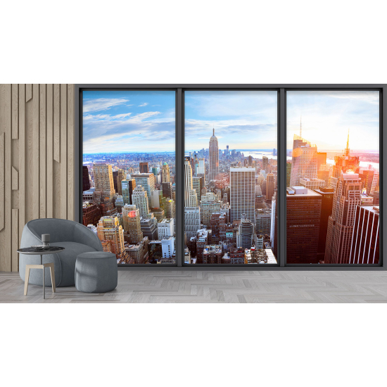 Optical Illusion Panoramic Bay Window Wall Mural / Wallpaper - New York