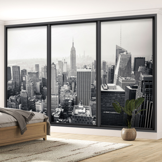 Optical Illusion Panoramic Bay Window Wall Mural / Wallpaper - New York