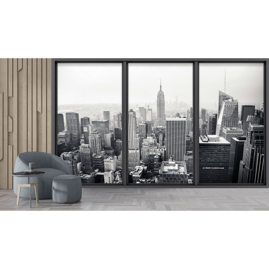 Optical Illusion Panoramic Bay Window Wall Mural / Wallpaper - New York