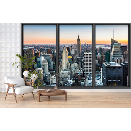 Optical Illusion Panoramic Bay Window Wall Mural / Wallpaper - New York