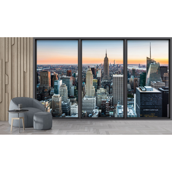 Optical Illusion Panoramic Bay Window Wall Mural / Wallpaper - New York