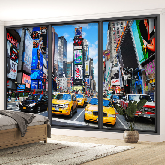 Optical Illusion Panoramic Bay Window Wall Mural / Wallpaper - New York