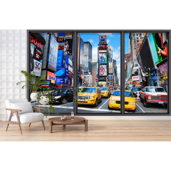 Optical Illusion Panoramic Bay Window Wall Mural / Wallpaper - New York