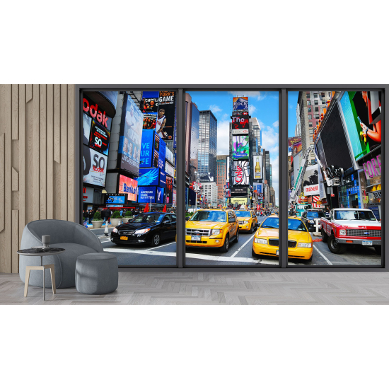 Optical Illusion Panoramic Bay Window Wall Mural / Wallpaper - New York