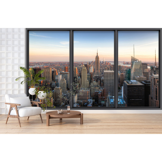 Optical Illusion Panoramic Bay Window Wall Mural / Wallpaper - New York