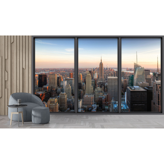 Optical Illusion Panoramic Bay Window Wall Mural / Wallpaper - New York