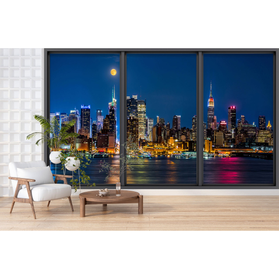 Optical Illusion Panoramic Bay Window Wall Mural / Wallpaper - New York