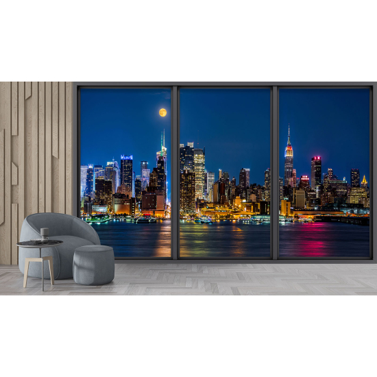 Optical Illusion Panoramic Bay Window Wall Mural / Wallpaper - New York