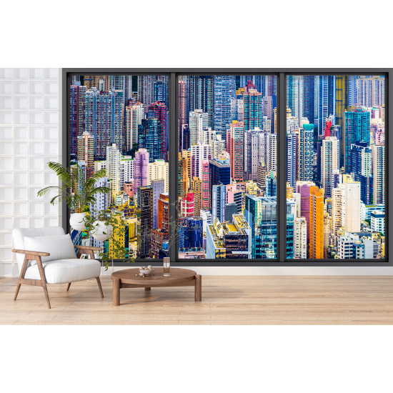 Optical Illusion Panoramic Bay Window Wall Mural / Wallpaper - New York