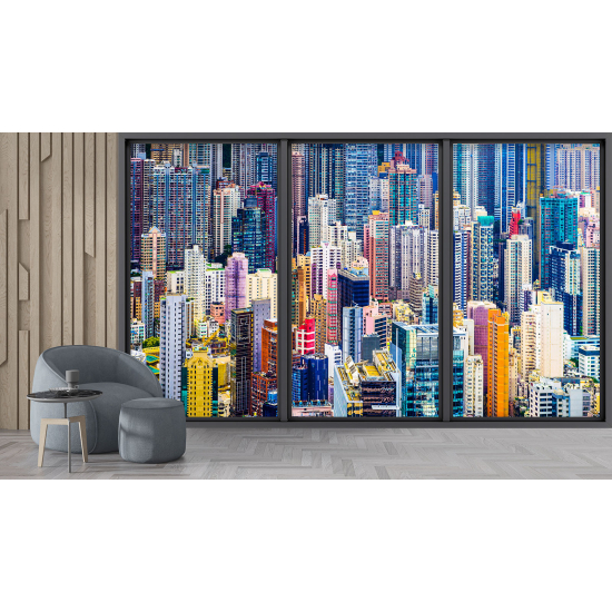 Optical Illusion Panoramic Bay Window Wall Mural / Wallpaper - New York