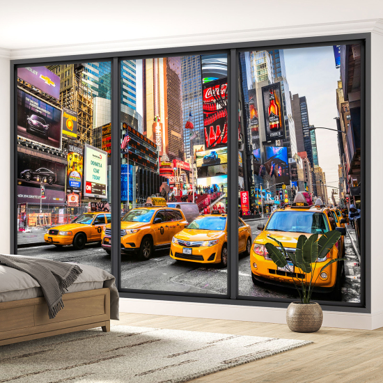 Optical Illusion Panoramic Bay Window Wall Mural / Wallpaper - New York