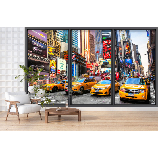 Optical Illusion Panoramic Bay Window Wall Mural / Wallpaper - New York