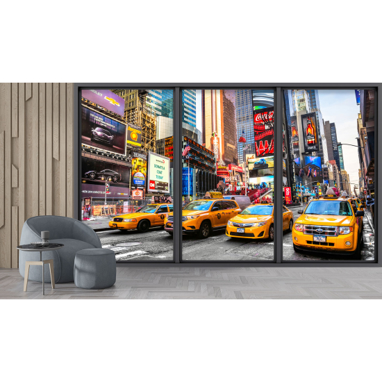 Optical Illusion Panoramic Bay Window Wall Mural / Wallpaper - New York