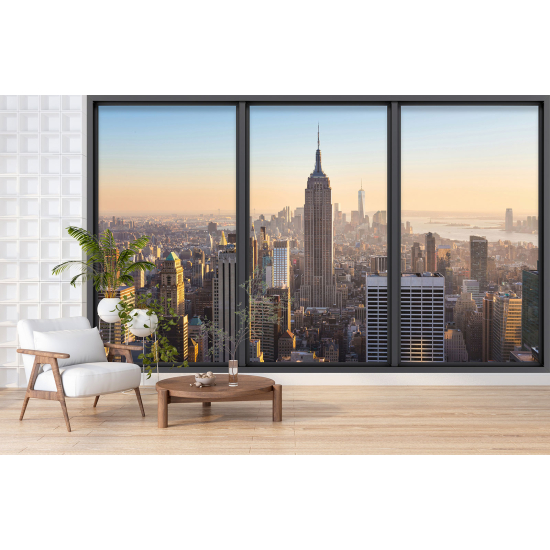 Optical Illusion Panoramic Bay Window Wall Mural / Wallpaper - New York