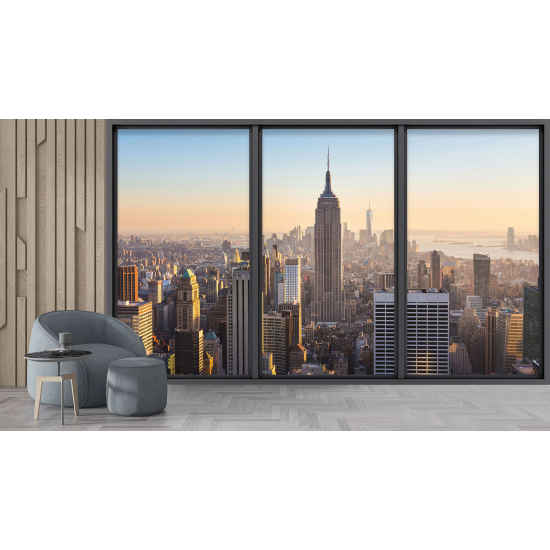 Optical Illusion Panoramic Bay Window Wall Mural / Wallpaper - New York